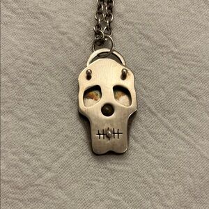 Silver Skull Pendant Necklace
